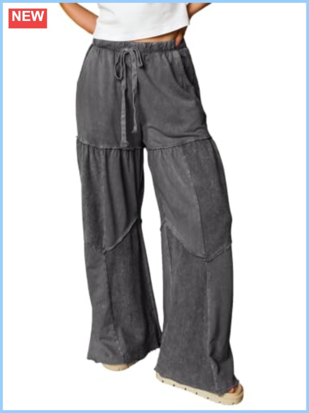Women's Wide Leg Palazzo Pants High Rise Pull On Casual Trousers
